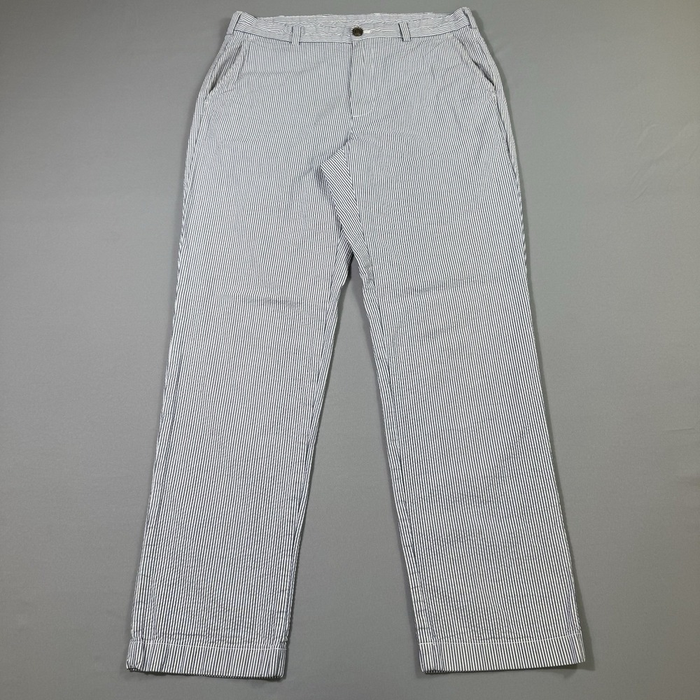 Brooks Brothers Clark Seersucker Pants Mens 34x31 Blue Striped Preppy Nautical